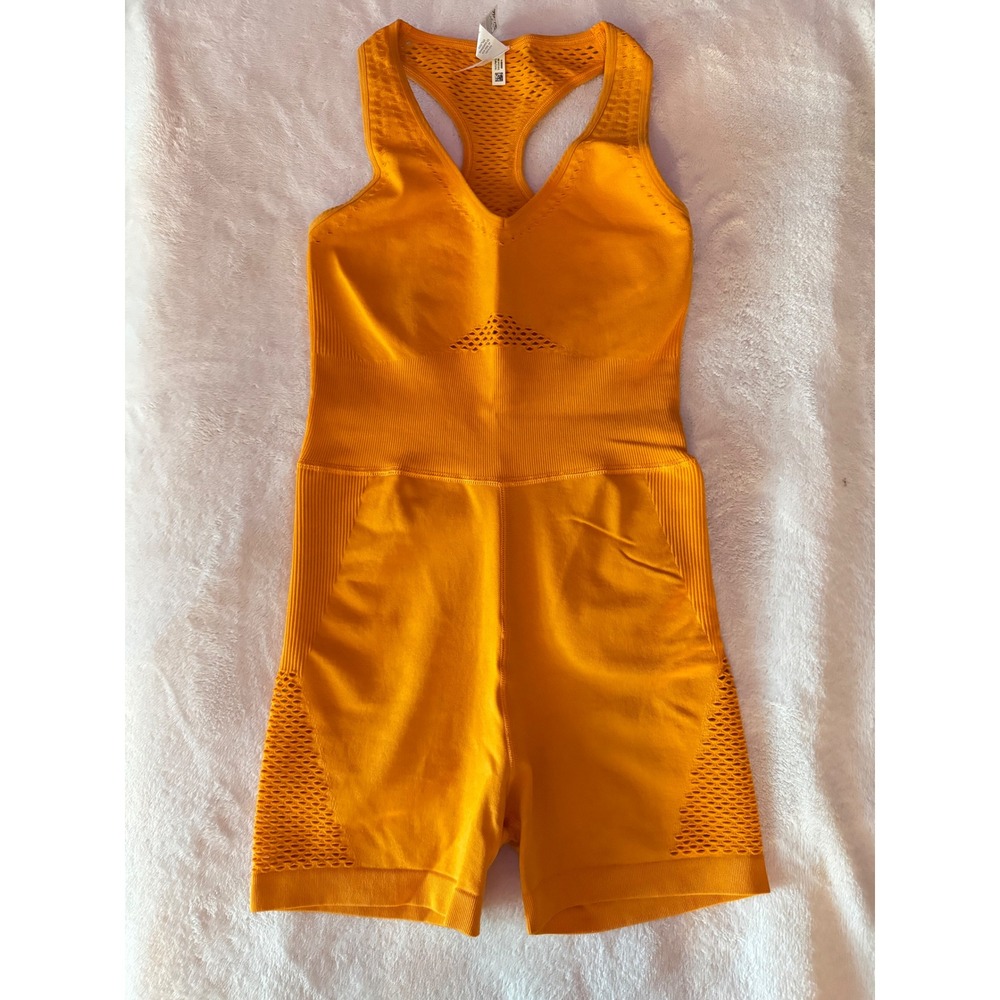 OFFLINE by Aerie Womens Seamless Mesh Athletic Romper Marigold Orange XS‎